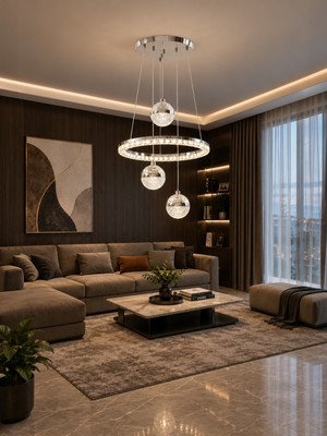 Markatech Merlin Krom Modern Sarkıt Kumandalı Dimmerli 3 Renk Ledli Avize - Çap 40 cm