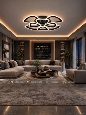 Markatech MS39005-4+4 Siyah 8'li 3 Renk LED Plafonyer Avize