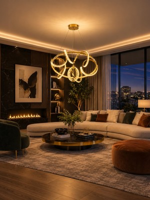 Markatech Manyas Cristalya Serisi Gold Kaplamalı Modern Sarkıt 3 Renk Ledli Avize