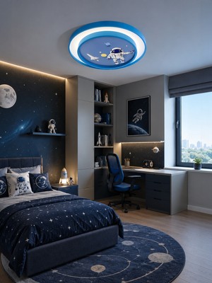 Markatech Astronot 2 Katlı Plafonyer Kumandalı Dimmerli Gece Modlu 3 Renk Ledli Avize - Çap 40 cm
