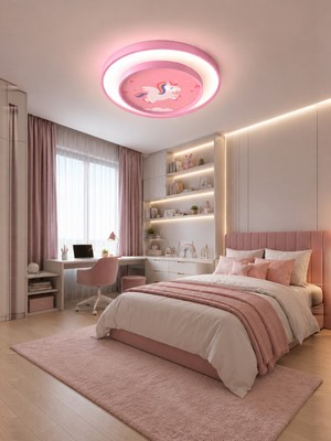Markatech Unicorn 2 Katlı Kumandalı Dimmerli Gece Modlu 3 Renk LED Plafonyer Avize, Çap 50 cm