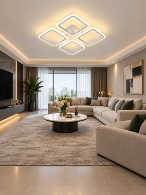 Markatech MS73005-4 Beyaz Modern 4'lü Plafonyer 3 Renk Ledli Avize