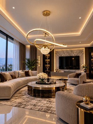 Markatech Adore Gold Kaplamalı Modern Sarkıt 3 Renk Ledli Avize