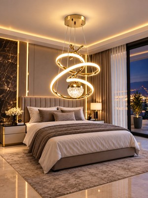 Markatech Luxora Gold Kaplamalı Modern Sarkıt 3 Renk Ledli Avize