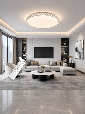 Markatech Bonita Cristalya Yuvarlak Plafonyer Kumandalı Dimmerli 3 Renk Ledli Avize - Çap 60 cm