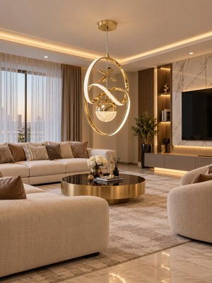 Markatech Laura Gold Kaplamalı Modern Sarkıt 3 Renk Ledli Avize