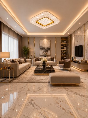 Markatech Hira Cristalya Gold Plafonyer Kumandalı Dimmerli 3 Renk Ledli Avize - Çap 50 cm