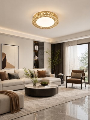 Markatech Truva Dantelya Gold Kumandalı Dimmerli 3 Renk LED Plafonyer Avize, Çap 50 cm
