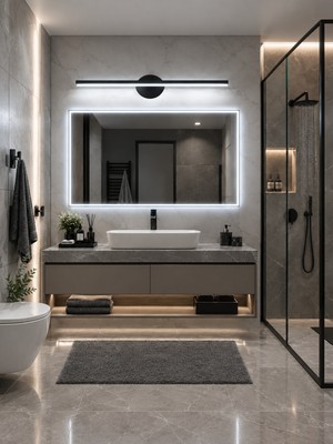 Markatech Domino Siyah 60 cm Beyaz Işıklı LED Aplik