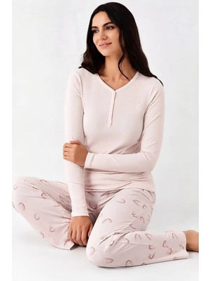 Pierre Cardin V Yaka Düğmeli Modal Kadın Pijama Takımı