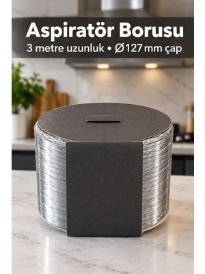 Basel Maison 3 Metre Uzunluğunda Gümüş Renkli Telli Aspiratör Borusu - Lisinya