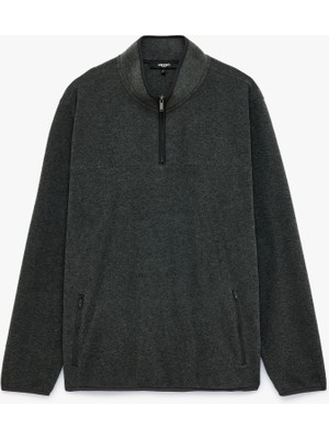 Koton Uzun Kollu Dikiş Detaylı Yarım Fermuarlı Polar Sweatshirt