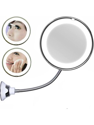 Flexible 10X Zoomlu Esnek Işıklı Çerçeveli Makyaj Aynası