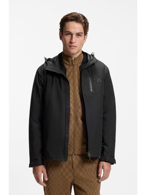 Boss Erkek Regular Fit Çıkarılabilir Iç Bomber Ceket Detaylı Logo Etiketli Siyah Mont 50565203-001