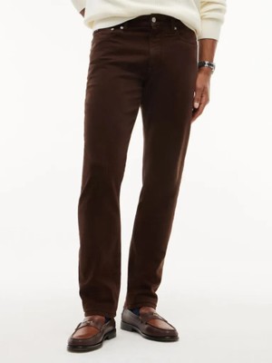 Tommy Hilfiger Erkek Slim Fit Düz Paça Esnek Denim Parça Boyalı Beş Cepli Kahverengi Jeans MW0MW44914-GOP