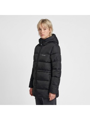 Hummel Mid Lenght Puffer Kadın Siyah Kapüşonlu Mont