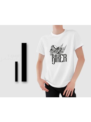 Bk Gift Motorsiklet Tasarımlı Erkek Beyaz T-Shirt -11, Arkadaşa Hediye, Doğum Günü Hediyesi, Sevgili Hediyesi x Large