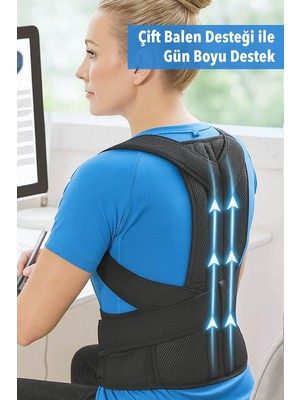 Tr Dik Duruş Korsesi Çift Balenli Sırt Korsesi Kamburluk Önleyici Medikal Bel Korsesi Unisex Siyah Siyah Standart