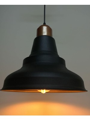 Tr Rsylight Retro Metal Sarkıt Avize Rustik Tekli Sarkıt Siyah Bakır Cafe Mutfak Aydınlatma Siyah RYS000160