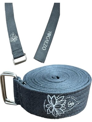 Tr Lotus Çiçeği Baskılı Yoga Kemeri 200 cm x 4,5 CM%100 Pamuklu