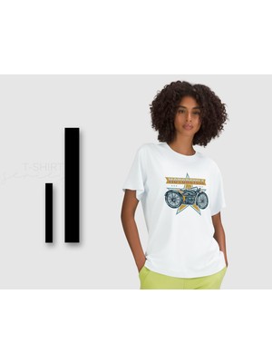 Bk Gift Motorsiklet Tasarımlı Kadın Beyaz T-Shirt -15, Arkadaşa Hediye, Doğum Günü Hediyesi, Sevgili Hediyesi x Small