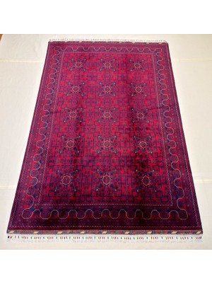 El Dokuma Afgan Halı 4 Metre Biljik Desenli Kök Boya 165 x  244 cm