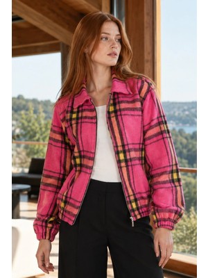 Armonika Kadın Fuşya Önü Fermuarlı Kolu Lastikli Mont ARM-27K001040