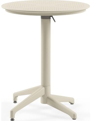 Tr Moon Katlanır Masa Ø60 cm - Bahçe, Balkon, Kafe, Restoran Için, Iç ve Dış Mekan Bej