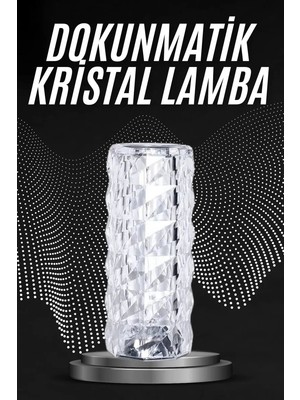 Royaleks If Kristal Lamba Masa Lambası Şarjlı Masa Lambası Dokunmatik Sensör USB Şarjlı