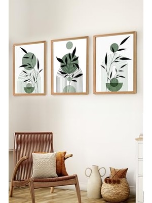 Ceylan Adam Premium Ahşap Çerçeveli 3'lü Modern Iskandinav Bohem Tarz Dekoratif Ev Dekorasyonu Tablo Seti-Set5 MYK3005-3
