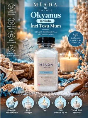 Ceylan Adam Marka Okyanus Kokulu Mum, 250 G, Inci Tozu ve Fitil Hediyeli