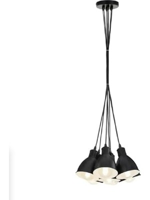 Ceylan Adam Retro Rustık Modern 7 Li Metal Sarkıt Siyah Avize MYL003127