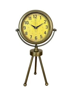 Ceylan Adam Retro Antique Üç Ayaklı Metal Eskitme Masa Saati