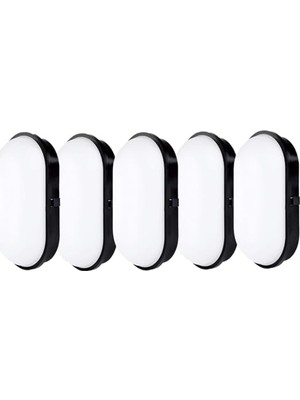 Ceylan Adam Su Geçirmez 20W Siyah Kasa Beyaz Işık 6400K Bahçe Teras Banyo Iç Dış Mekan LED Işık 2000LM (5 Adet)