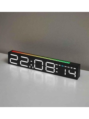 Ceylan Adam Techtic Geniş Ekran Dijital Masa Saati – Ses Ritim Sensörlü Rgb Işık | Tarih & Alarm Özellikli Modern LED Saat