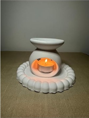 Ceylan Adam 3'lü Hediyelik, Dekoratif Set, Mumluk Buhardanlık, Tepsi, 1 Tealight Mum