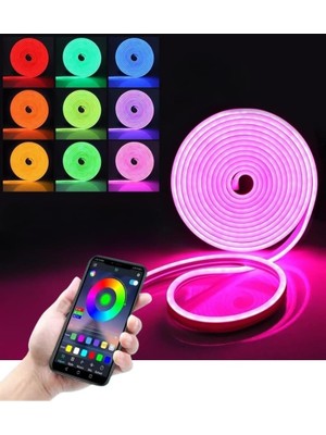 Ceylan Adam Şerit Led, Renk Değiştiren 5 Metre Rgb Esnek Neon Işık Seti (Bluetooth Kontrol)