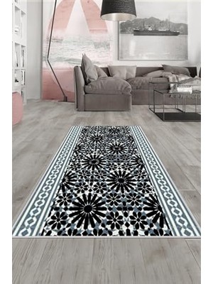 Ceylan Adam Ontheclouds Gri Geometrik Desen Yıkanabilir Kaymaz Taban Leke Tutmaz Modern Salon Halısı ve Yolluk, 120 x 180 AYH155K