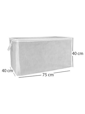 Ceylan Adam Gri Çizgili Fermuarlı Maxi Boy Hurç, 4 Adet, 75 x 40 Cm, Yastık-Yorgan-Kıyafet Düzenleyici