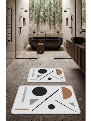 BigArts Home Dekoratif Renkli Banyo Paspası Seti Kaymaz Tabanlı, Yıkanabilir (50X60, 60X90 Cm)
