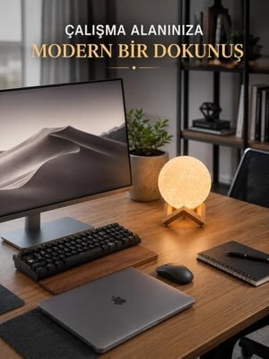 Ceylan Adam Gece Lambası, Gerçekçi Ay Dokulu Dekoratif USB Şarjlı Ay Işığı