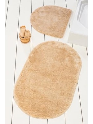 Ceylan Adam Colors Of Oval 2'li Set Kemik Banyo Halısı Yıkanabilir, Kaymaz Taban Akrilik