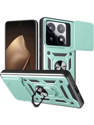 Ceylan Adam Xiaomi 15T ile Uyumlu Kaze Tora Kamera Korumalı Sürgülü Yüzüklü Armor Military Tank Kızaklı Kılıf Kapak - Yeşil
