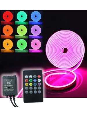 Ceylan Adam Renk Değiştiren 5 Metre Rgb Esnek Neon Şerit LED Işık Seti (Sese Duyarlı 8 Renk)