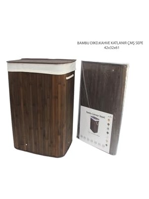 Ceylan Adam Çamaşır Sepeti, Bambu2 Bölmeli Kirli Dikdörtgen, Koyu Kahve