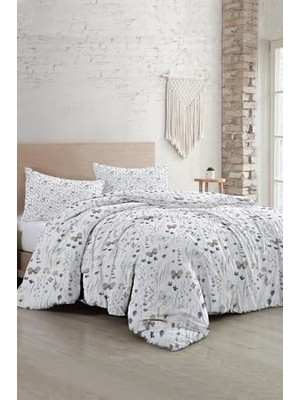 Ceylan Adam King Size Butterfly Flower Luxury Çift Kişilik Pamuk Saten Nevresim Takımı, MONOHOME44411