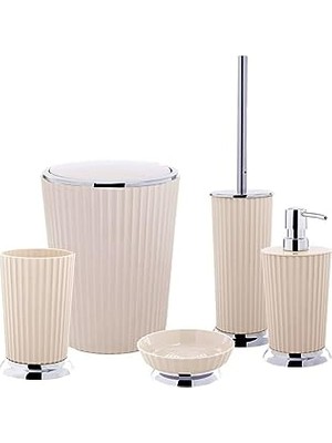 Ceylan Adam Nely Banyo Seti, 5 Parça, Plastik, Bej/krom