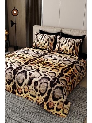 Ceylan Adam Pike Takımı Pamuklu Çift Kişilik Jakar Dokuma Yatak Örtüsü Gold Leopard, PIKE4511