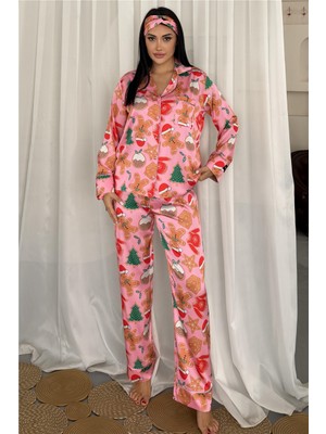 Coccolarsi Soffice Inverno Yılbaşı Temalı Saten Uzun Pijama Takımı SNV8707