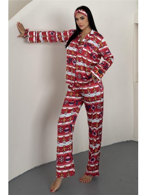 Coccolarsi Soffice Inverno Yılbaşı Temalı Saten Uzun Pijama Takımı SNV8705